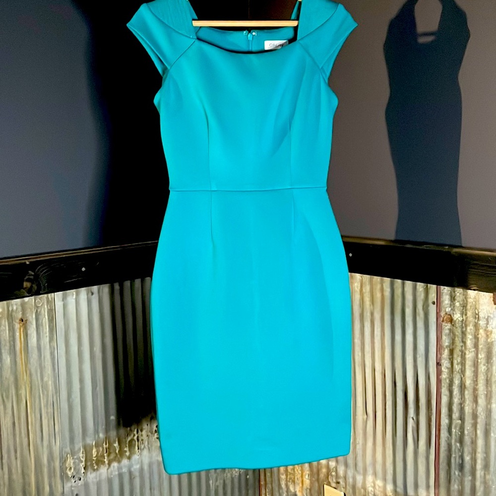 Teal blue/ green Calvin Klein sheath dress